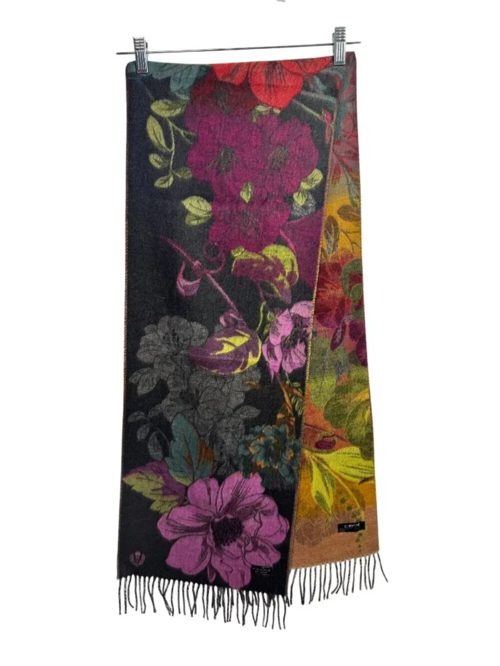 Fraas Floral Cashmink Scarf Fringed Edges 12